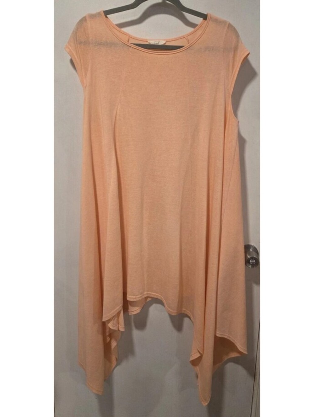 Easel Medium Orange Light Coral Salmon Shark Bite Hem T Shirt Dress